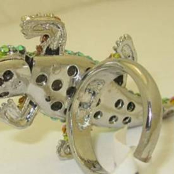 NWT alligator ring movable white gold green - Picture 4 of 4